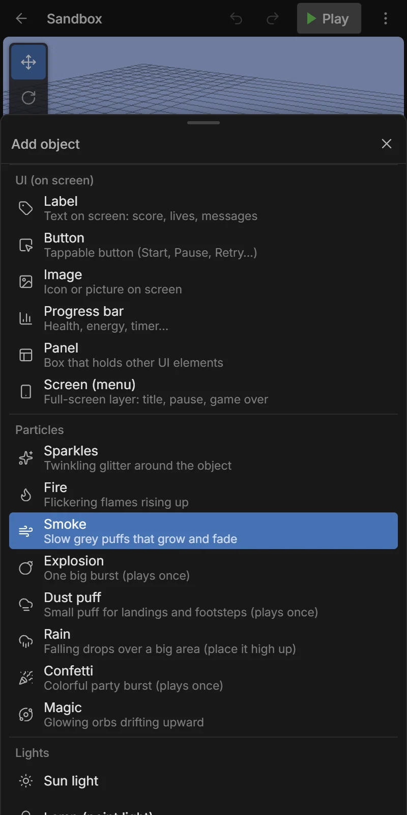 UI and particles