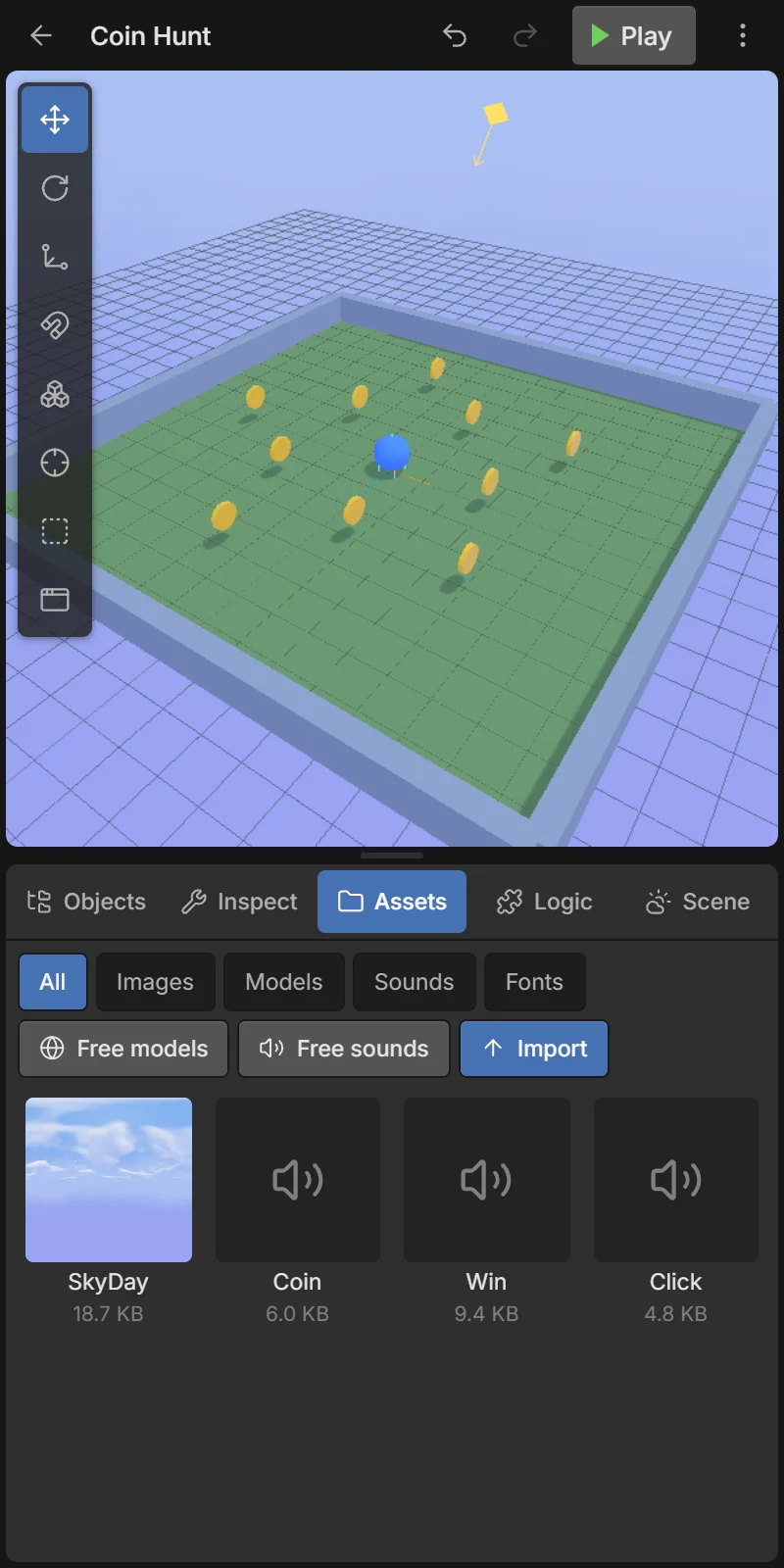 assets tab coins