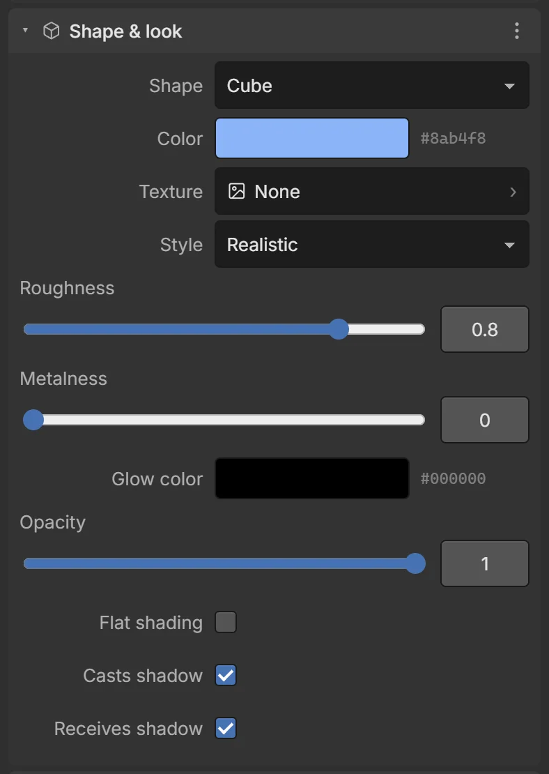 Realistic: roughness and metalness