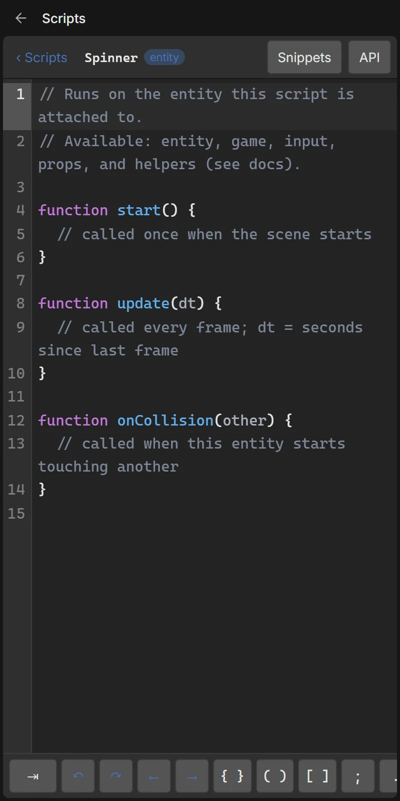 The code editor