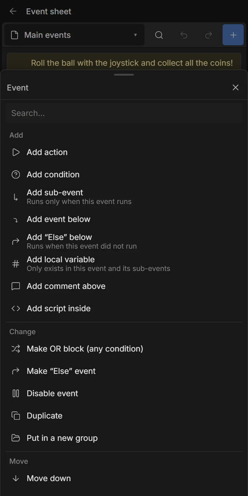 Long-press an event number