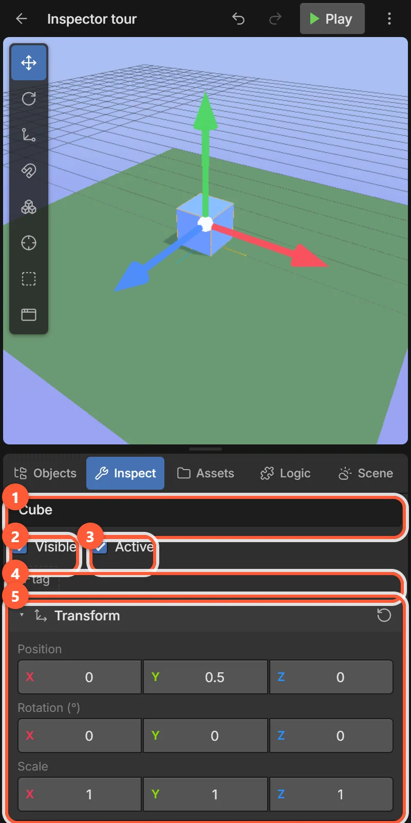 inspector header annotated