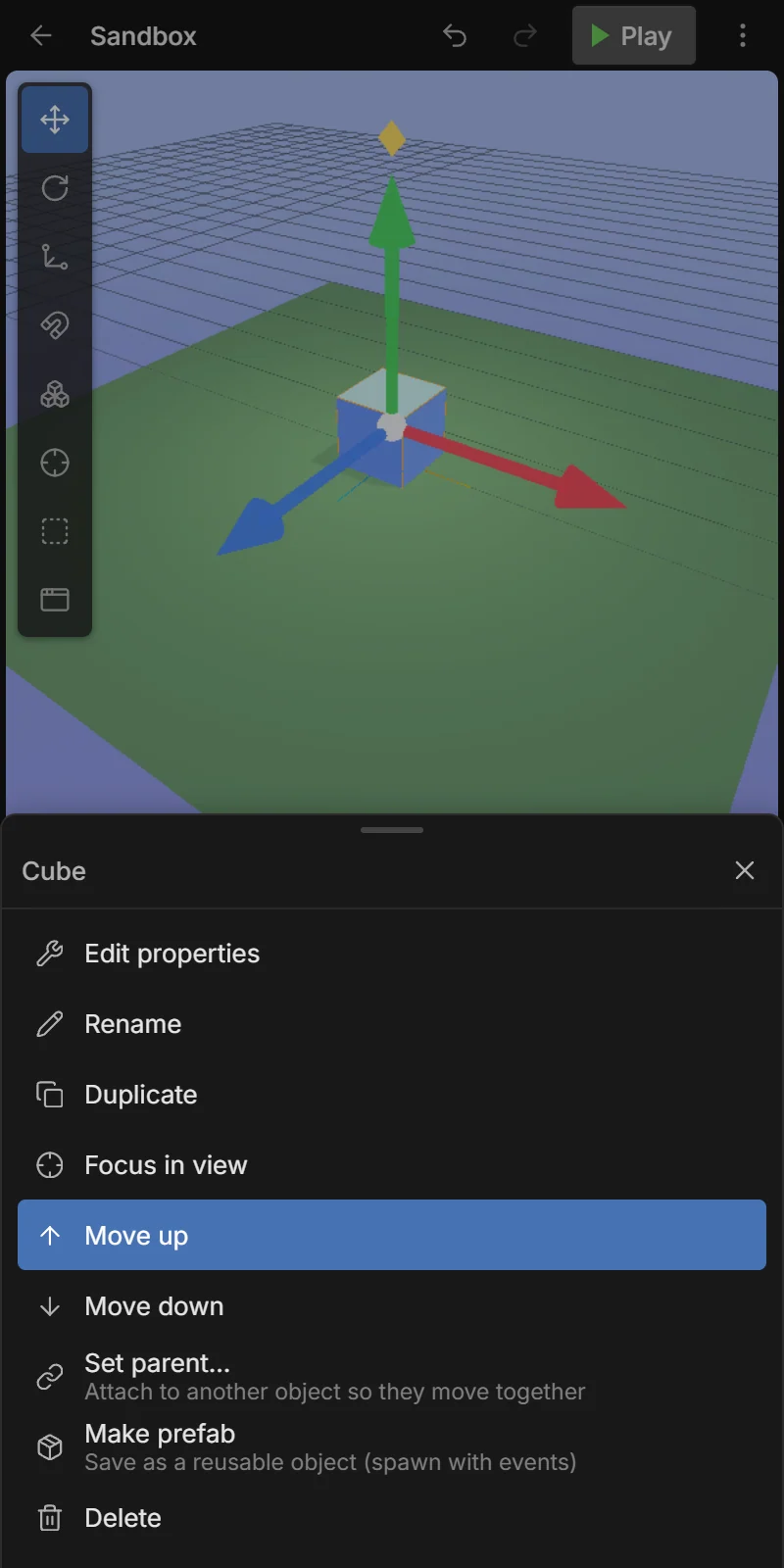 object menu