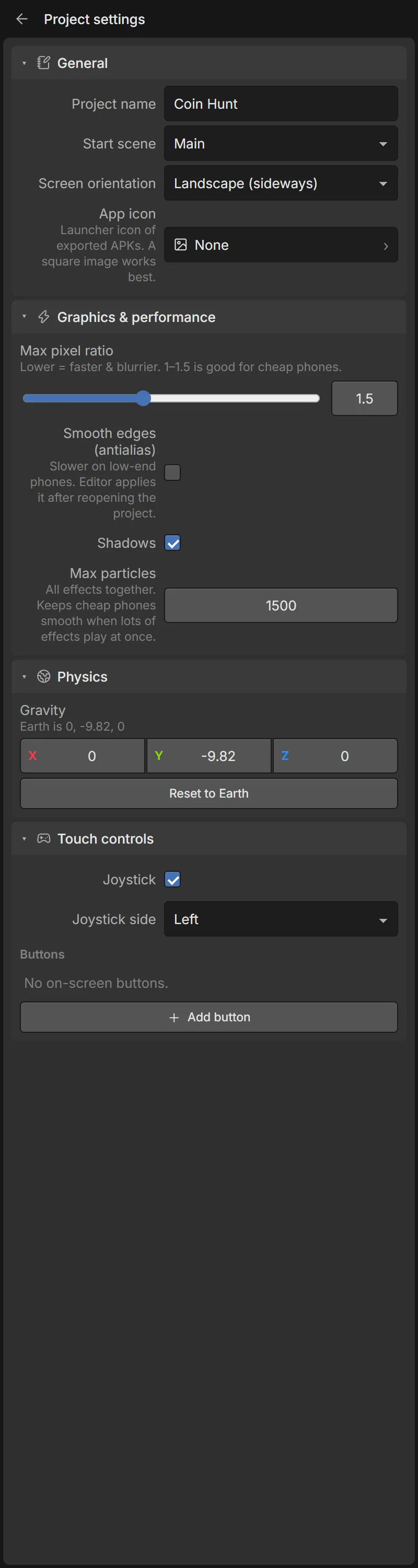 All settings