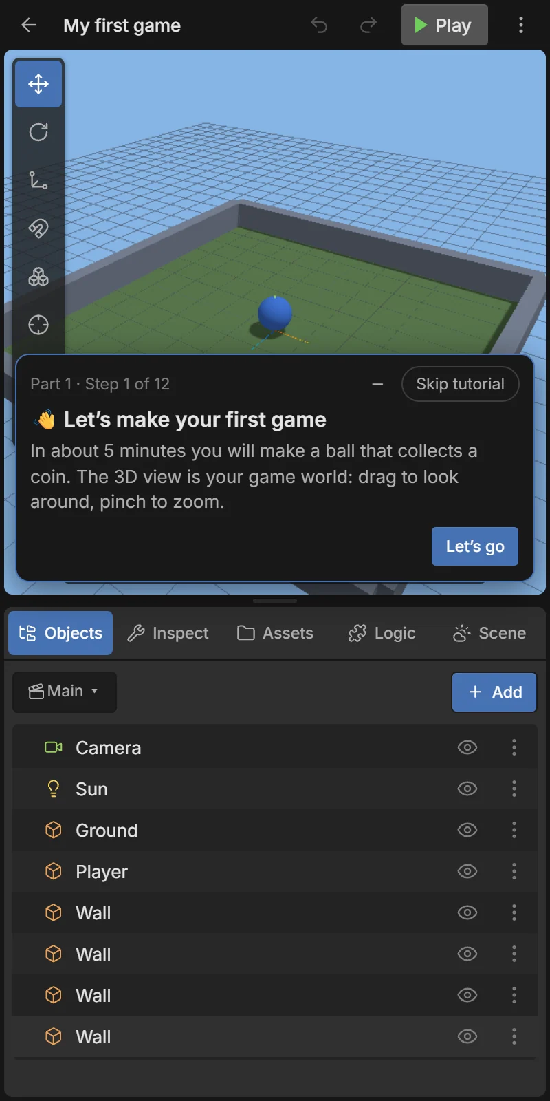 The tutorial card