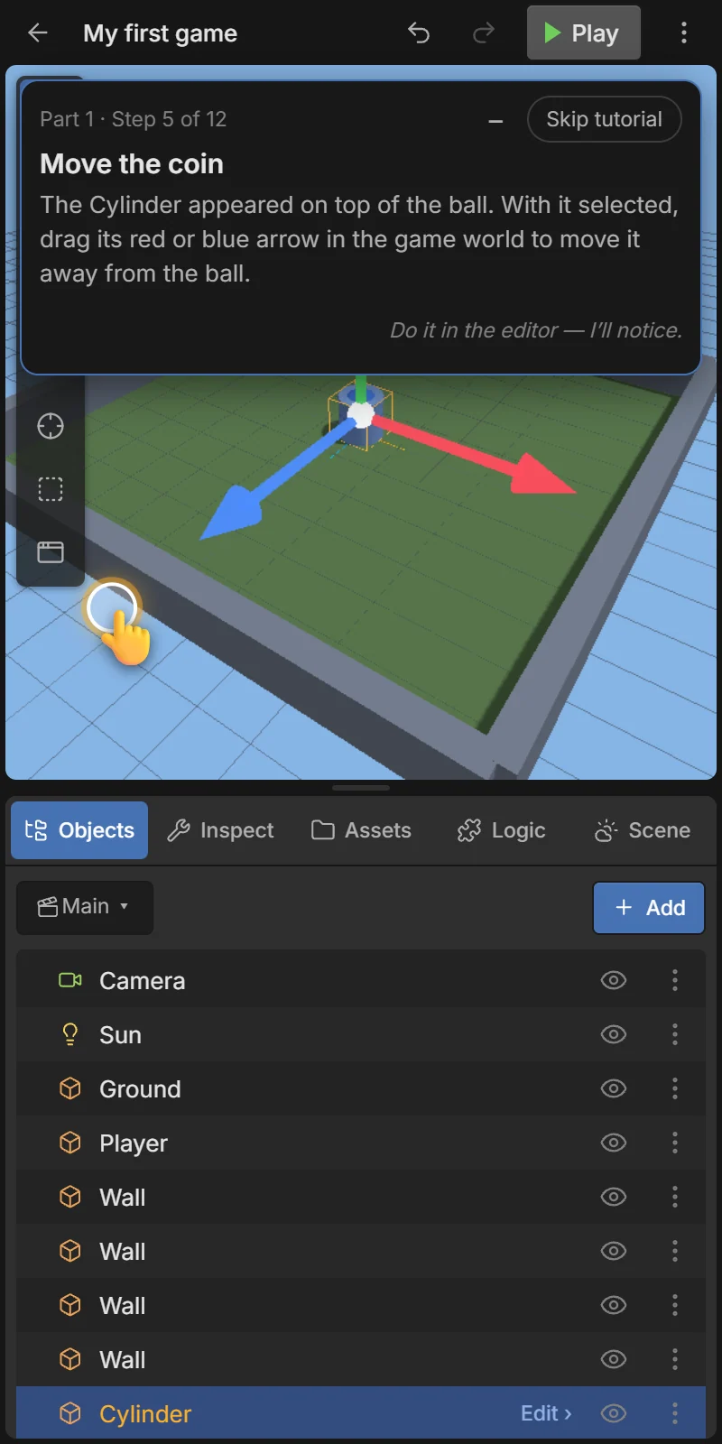 The arrows of the selected object