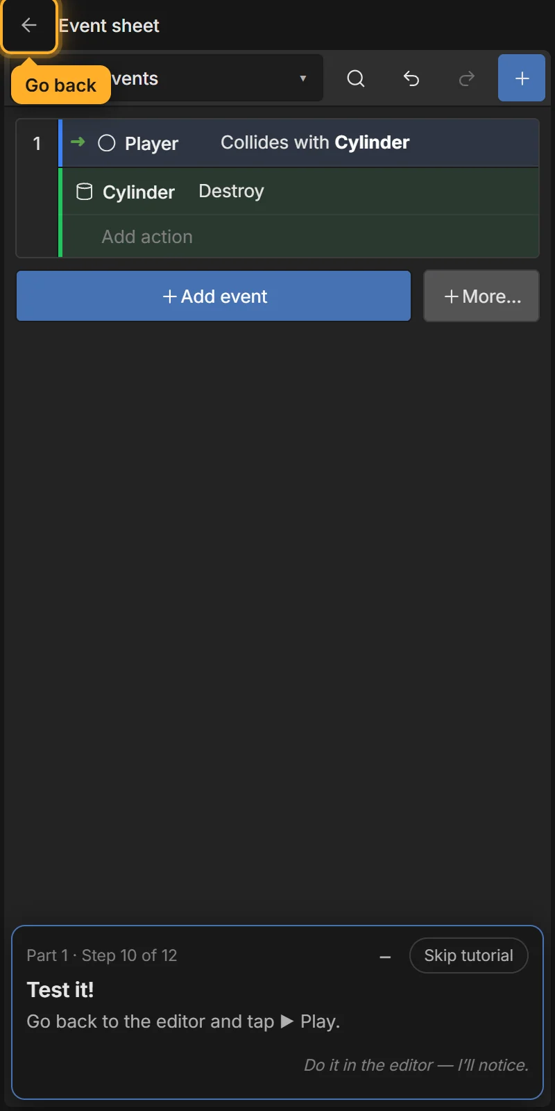 Your first event