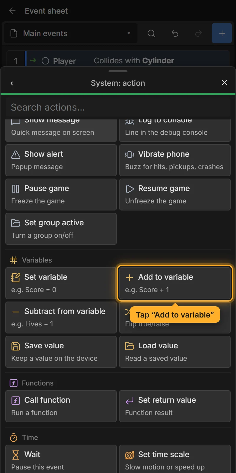 System actions