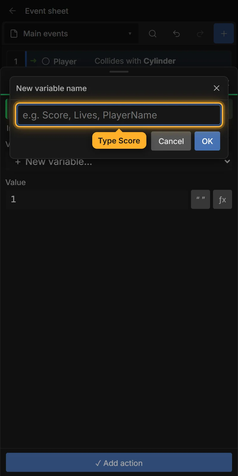 New variable: Score