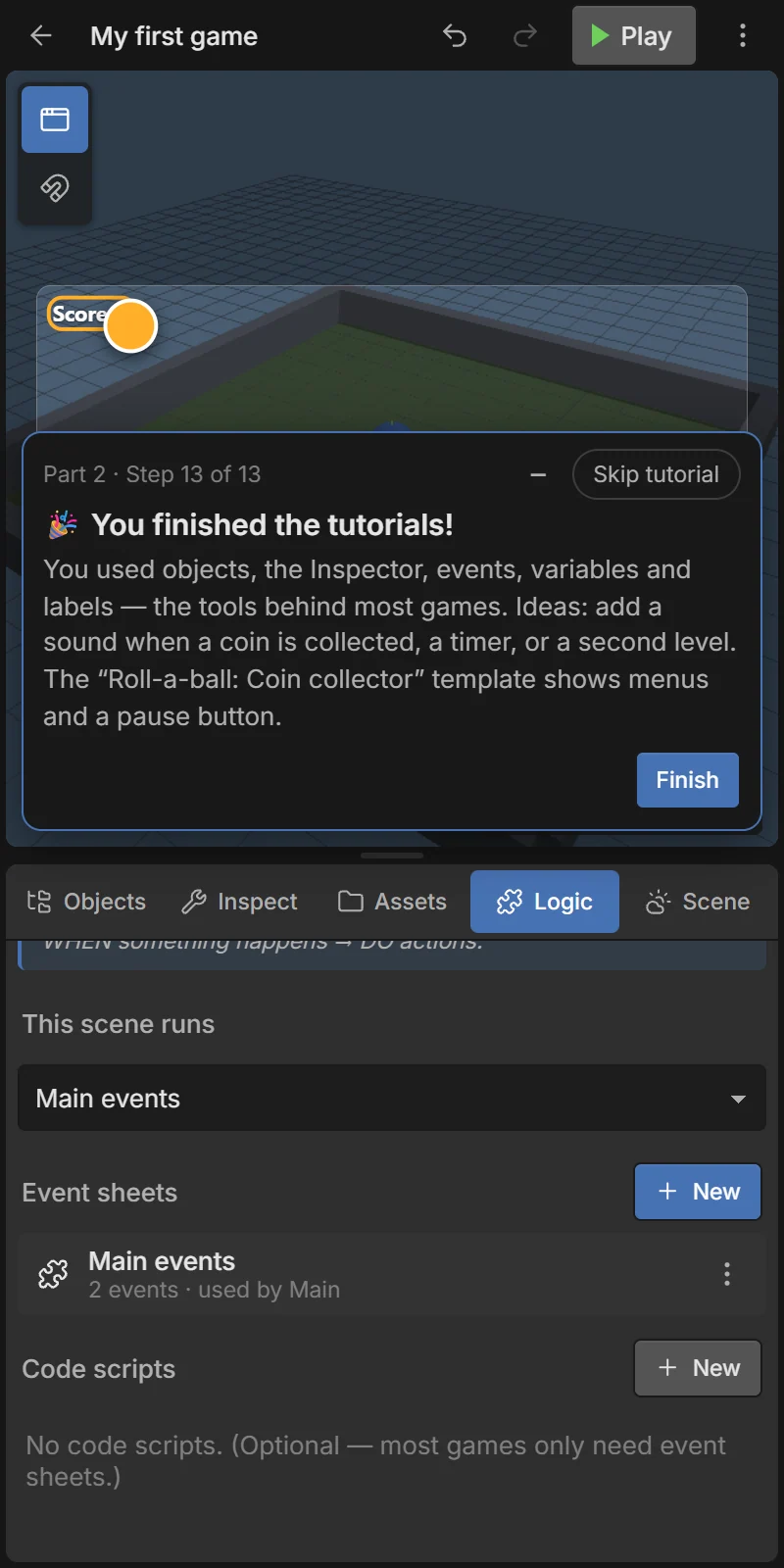 🎉 You finished the tutorials!