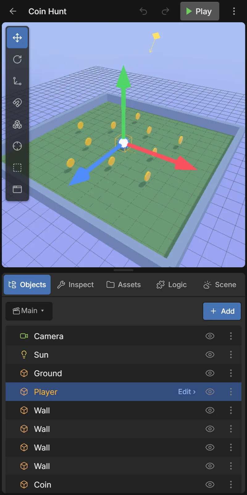 Move: drag an arrow